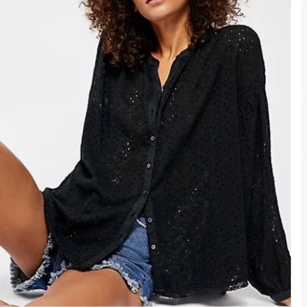Free People Madison Eyelet button-up blouse